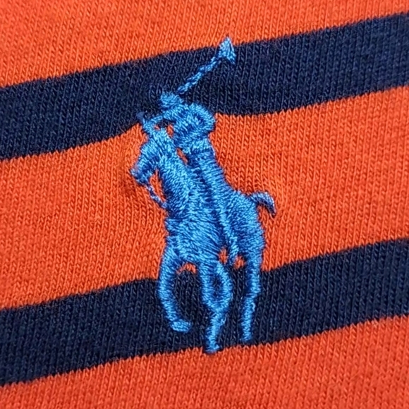 Ralph Lauren Orange and Blue Striped Tee, Polo Motif - Picture 3 of 7